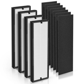 NEA-F1 H13 True HEPA Filter Replacement Compatible with Toshiba Air Purifier Filter Replacement for Eureka Air Purifier NEA120 and Toshiba Smart WiFi Air Purifier CAF-W36USW, 4 HEPA & 8 Carbon Filter