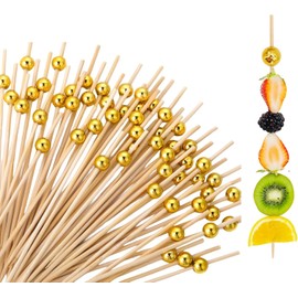 LBYHZS 200 Palillos Para Botana, Palillos para Botana, Palillos Para Botana, Perfectos para Cócteles, Kebabs De Frutas, Bocadillos, Postres, Pasteles, Sándwiches y Decoración de Comidas (Oro)