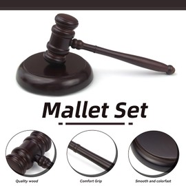 Auction Hammer Set Made of Wood, Judge Hammer and Resonance Block, Premium Judge Hammer, Wooden Auction Hammer for Judges, Lawyers, Auction Sales, Children's Role Play and Gifts