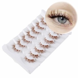 7 Pairs Natural Look Cartoon Anime False Eyelashes Brown Cluster False Eyelashes Special Design Fluffy False Eyelashes for Women Beauty