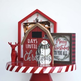 Paris Loft Christmas Countdown Tabletop Sign, Days Until Christmas, Farmhouse Decor, Barn with Chalkboard and Snowman
