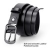 JASGOOD Women Black Leather Belt Plus Size Polished Buckle for