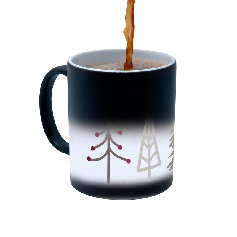 Thermoreagierende Tasse Magische Tasse – Weihnachtsbäume Winter Geschenk Weihnachtsmann –