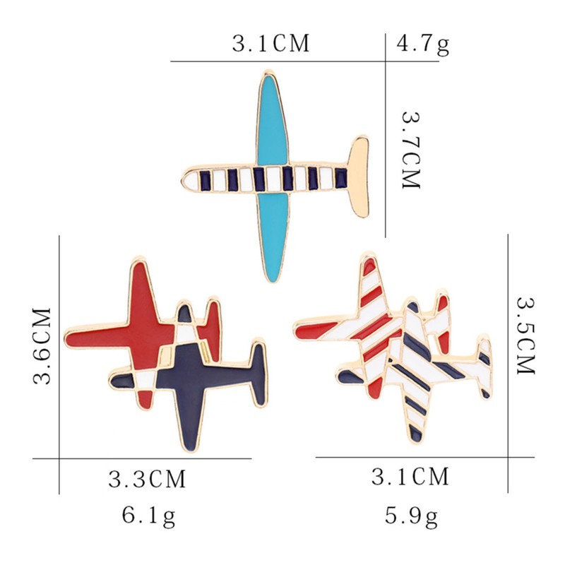 KaminoKa Airplane Lapel Pin Illustration Pin Set of 3