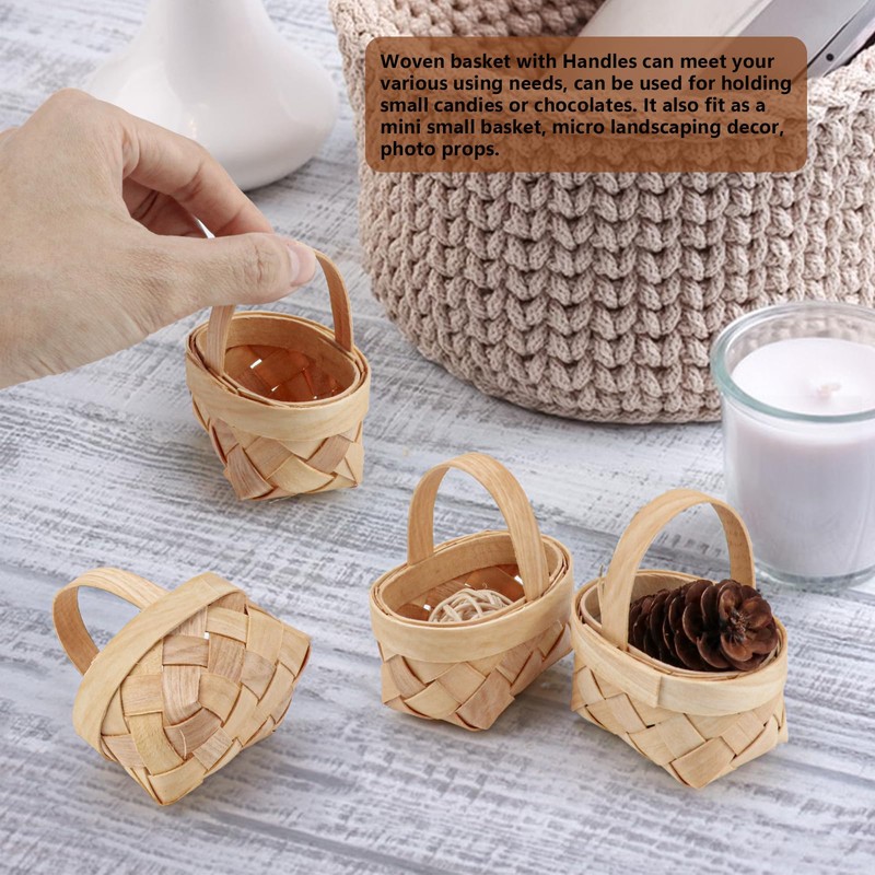 15Pcs Mini Woven Baskets with Handles Farmhouse Style Candy Gift