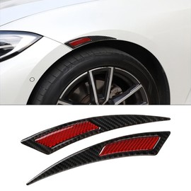 XhuangTech 2 Pack Car Wheel Arch Trim Carbon Fiber, 9.45’’×1.57’’ Auto Fender Mudguard Flares Anti-Scratch Strip, PVC Auto Wheel Eyebrow Bump Protection Sticker for Car SUV Truck (Red)