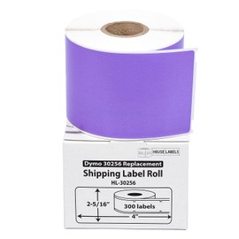 HOUSELABELS Compatible DYMO 30256 Lavender Shipping Labels (2-5/16" x 4"), Strong Permanent Adhesive, Compatible with DYMO LW 450, 4XL, Rollo & Zebra Desktop Printers, 4 Rolls /1200 Labels