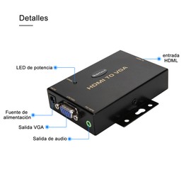 JideTech HDMI to VGA Converter with 3.5mm Audio Supports 1080P for PC Laptop Display Computer Mac Projector