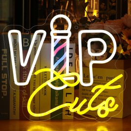 Barber Shop Neon Signs for Wall Decor,VIPcuts Neon Signs for Business LED Neon Lights Signs for Barber Shops Hair Salon Beauty Store Studio Birthday Christmas Gift for Hairdresser
