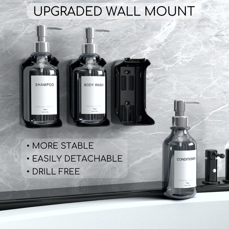 Stylish Shampoo and Conditioner Dispenser Wall Mount Set of 3