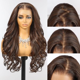 Allbell 13x6 Glueless HD Lace Wigs,Synthetic Lace Front Wig for Black Women,24Inch Natural Black Body Wave Hair Replacement
