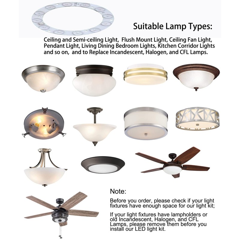 OLYMSTAR - Kit de luz LED de repuesto para ventilador