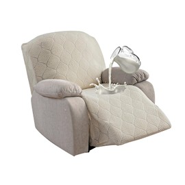 YUEANG 100% Waterproof Recliner Chair Cover, 1 Pieces Stretch Recliner Sofa Slipcovers Washable Cover for Reclining Chair for Pets, Dogs, Kids (Beige, 1 Seater)