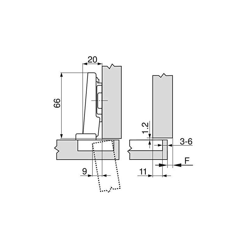 Blum LignoWare 70.255 Clip Standard Hinge 71M2550 Clip Corner Stop