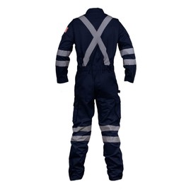 Premium High Visibility Hi Vis Coveralls with Leg Zipper (3XL - Regular, Navy Blue)
