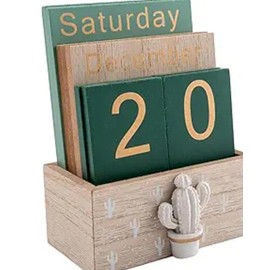 Wooden Perpetual Calendar - Reusable Desk Calender - Eco Friendly Rustic Home Decor