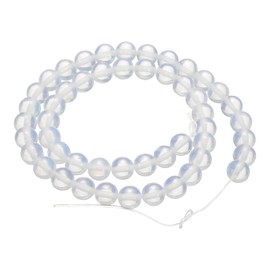 HARFINGTON 100 piezas Cuentas de piedra natural 6mm Ópalo cuentas redondas de piedra preciosa cuentas sueltas cuentas de cuentas reales genuinas lisas para hacer joyería Pulseras Collares Pendientes