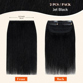 S-noilite 2PCS Clip in Hair Extensions for Short Hair Clip in Hairpieces For Women with Thinning Hair Add Volume 16g 4Inch-Jet Black