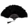 Black Feather Fan Marabou Vintage Foldable Fan Rave Handfan Renaissance
