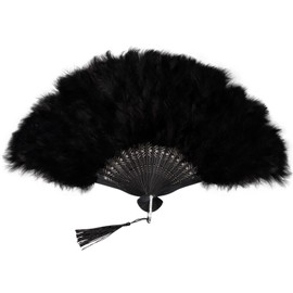 Black Feather Fan Marabou Vintage Foldable Fan Rave Handfan Renaissance Fan