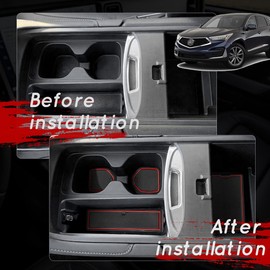 auovo Anti-Dust Mats Compatible with Acura RDX 2019 2020 2021 2022 2023 Door Slot Pad Car Interior Automotive Decoration Center Console Liners Door Liners Cup Holder Liners (16PCS/Set) (Red)