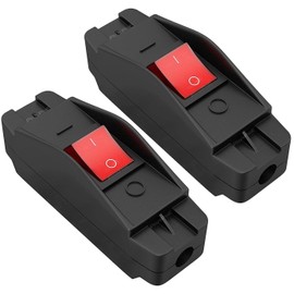 Inline Cord Switch 2-Pack, Heavy Duty 16A AC125V/250V Large Current in-Line On/Off Rocker Appliance Switch for High Power Lamp or Equipment, Red Led