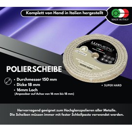 Lux Metal - Polishing Disc 150 mm Cotton Sisal Coarse for Grinding Stand Double Grinder Drill Cordless Screwdriver Polishing Discs for Polishing Metal such as Aluminium, Chrome Stainless Steel, for