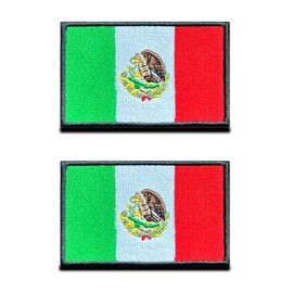 Pack of 2 Mexico Flag Patch - Tactical Mexican National Emblem, Embroidered Patch with Closure, Military Bands for Backpacks Clothing Bags Uniform Vest Jersey