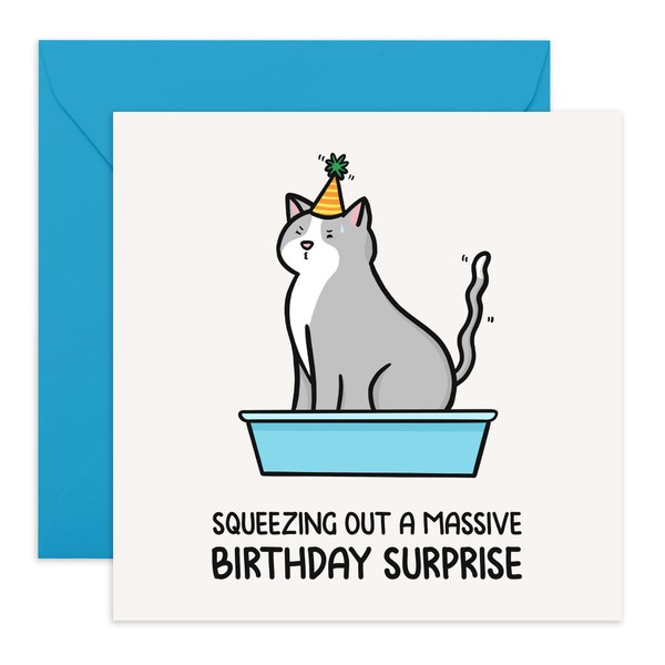 CENTRAL 23 Adorable Greeting Card - 'CAT SQUEEZING BIRTHDAY SURPRISE'