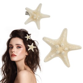 MAORULU 2 pinzas para el pelo de estrella de mar natural para mujeres y niñas