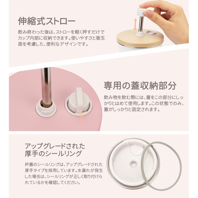 【Trending on SNS】TYESO Tumbler with Straw, 600ml Stainless Steel, with