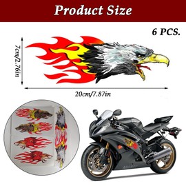 CHENNAN Pack of 6 Flame Stickers Motorcycles, Car Decorations Sticker Accessories, Flame Graphic Stripes Stickers, Stylish and Beautiful Car Stickers, for Cars, Bikes, Motorcycles, Trucks, 20 cm (Red)