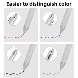 RANBOS 4-in-1 Four-Color Multifunctional Pen, Black/Red/Blue Ballpoint Pen and 0.5mm Mechanical Pencil, Metal Case Pen, Great Gift for Friends, Loved Ones (Silver)