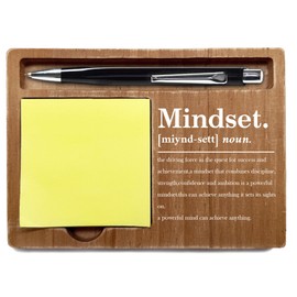 Wooden Desk Note Pen Holder, Inspirational Mindset Office Desk Decor Gifts, Motivational Office Decor with Quotes, Thank You Teachers Day Gifts for Colleague Family Friends-A11