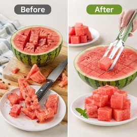 3-in-1 Watermelon Slicer Tool for Easy Serving – Stainless Steel Fruit Cutter Fork for Kitchen & Picnics