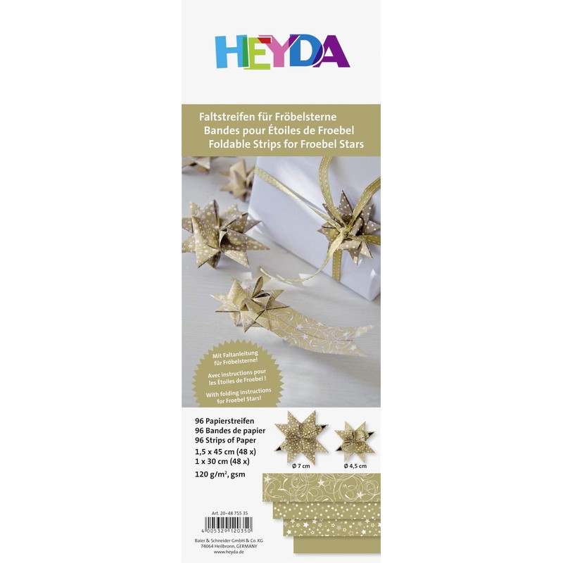 HEYDA Faltpapierstreifen f¸r Frˆbelsterne, gold VE = 1