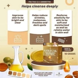 Precious Skin Thailand 2 Bars Precious Skin Gold 24K Anti-Melasma Whitening Collagen Facial Soap 50g