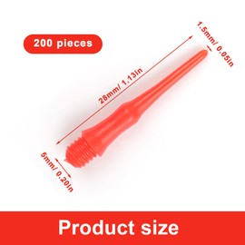 WJUAN Soft Darts Pack of 200, Red Soft Dart Tips, 2BA Thread, Dart Tips, Soft Plastic Dart Tips, Soft and Robust, Perfect for Dart Enthusiasts