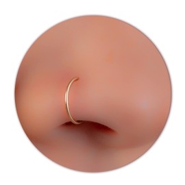 Fake Gold Nose Ring – 8mm 22 Gauge Non Piercing Gold Filled Faux Nose Hoop – No Piercing Needed Clip On Nose Piercing Hoops - Faux Nose Rings For Women