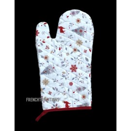 Tissus Toselli French Provencal Cotton Pot Holder Holiday Edelweiss White & Red Made in France