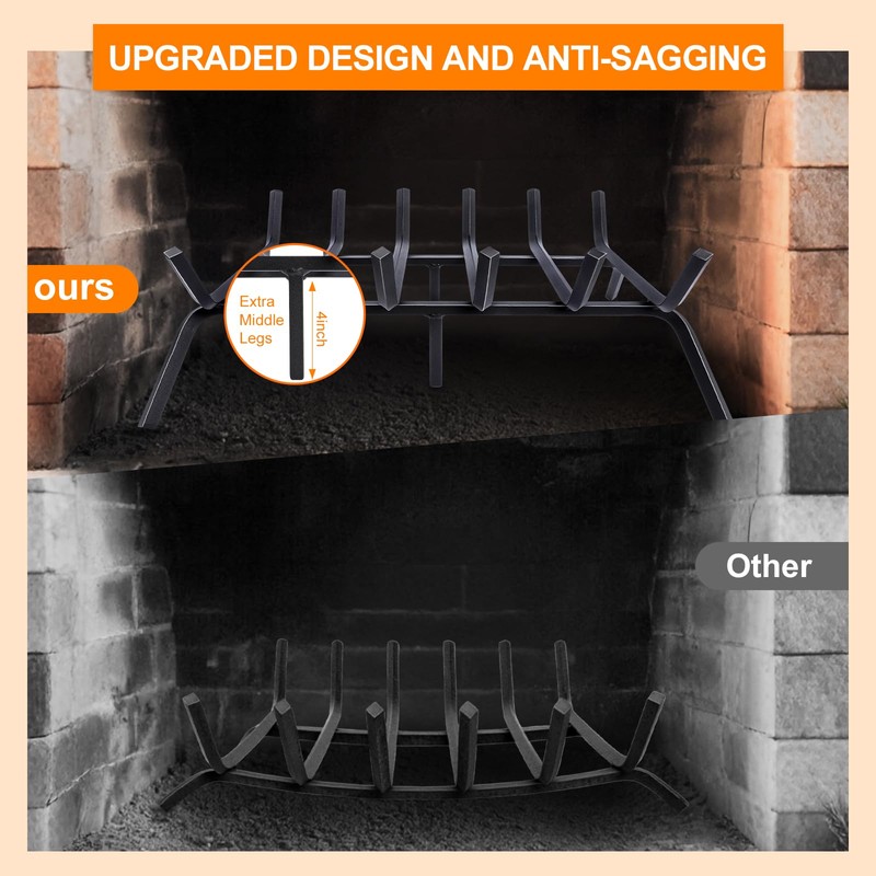 Luoieo Fireplace Grate,Fireplace Log Holder,24 inch Heavy Duty Solid Cast