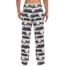 ZZXXB Train Print Pajama Pants for Men Comfort Sleep Lounge Bottoms Straight-fit with Pockets M