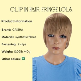 Prettyshop Clip-In Extension Side Fringe Hair Piece, Natural Hair Insert, Various Colours
