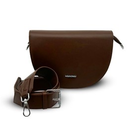 MERONSI Small Crossbody Bags for Women Shoulder Handbags Trendy Sleek Design Quality Leather Flap and Zipper Closure Adjustable Strap (Dark Brown)