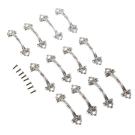 dophee 12Pcs Antique Brass Decorative Handle Pull Knob for Mini Jewelry Box Drawer Cabinet Kitchen Cupboard - 1.89"x0.55"