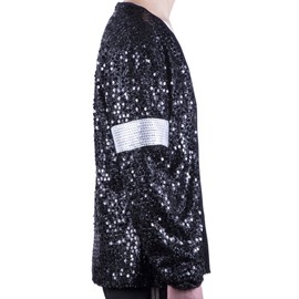 MJB2C 1980s Black Sequin Costume Jacket – Sparkly Dance, Party & Performance for Kids & Adults – Size Adult X-Small