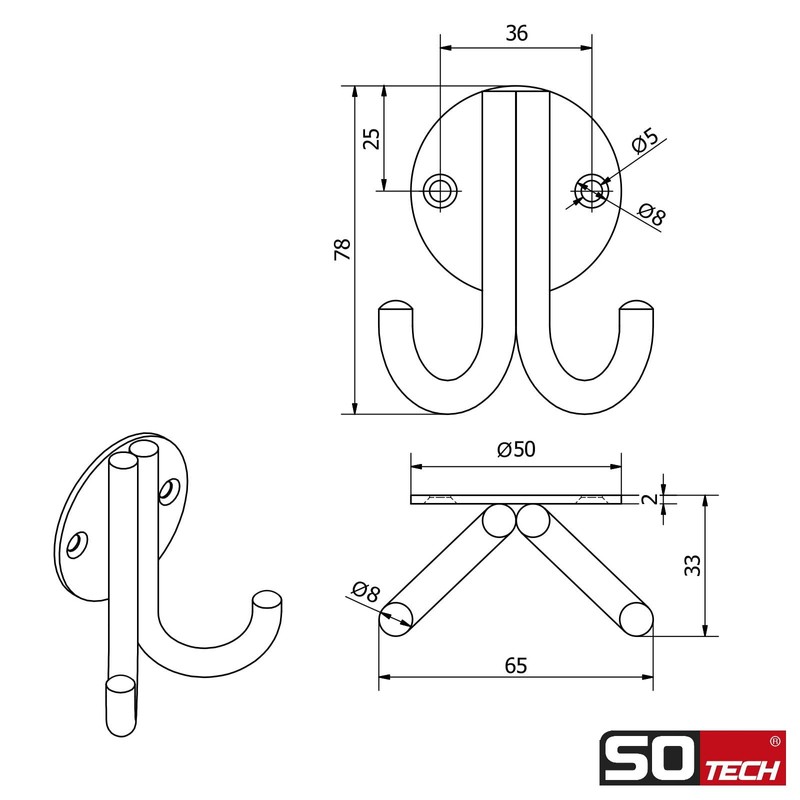 SOTECH ELEN Coat Hook 65 x 78 x 33 mm