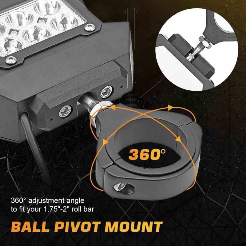 DYSO UTV Rear View Side Mirrors with LED Rock Light