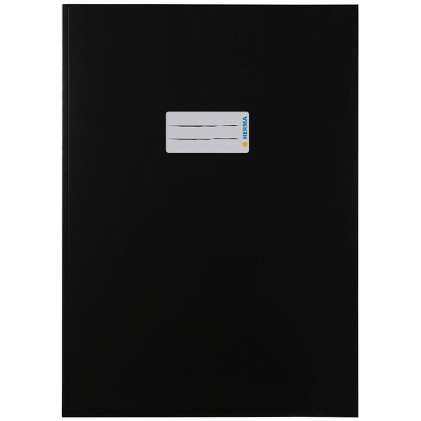 HERMA Cardboard Exercise Book Cover A4, with inscription field, made of extra-strong cardboard, slip on cover jackets for school, black