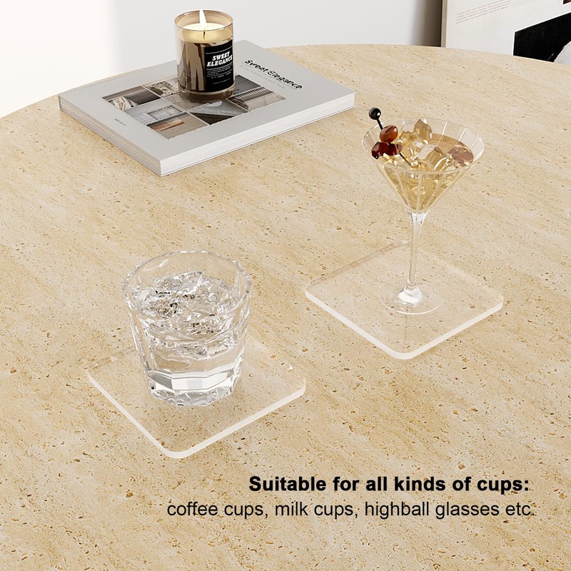Sweet Elegance Acrylic Coaster, Rectangular Bar Drink Coaster, Clear Square
